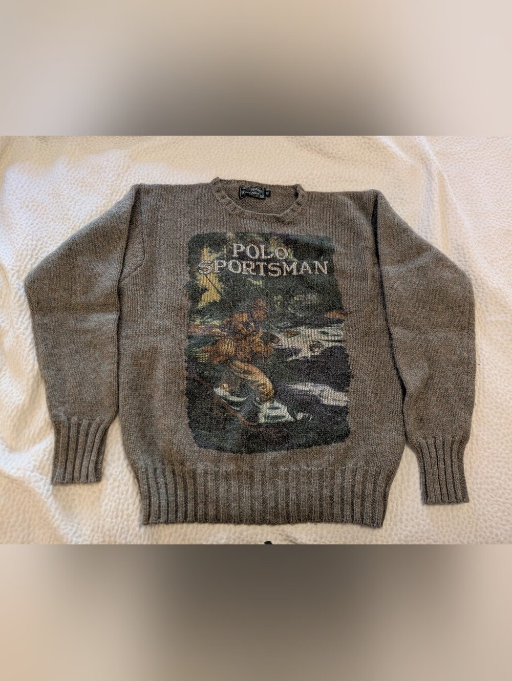 Ralph Lauren Polo Country - Front Page Polo Sportsman Wool Sweater - Gray Brown